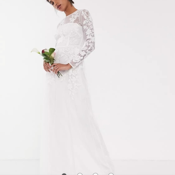 ASOS EDITION floral embroidered mesh wedding dress - Picture 1 of 12
